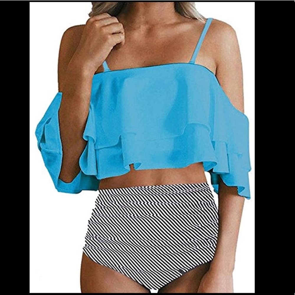 Adjustable strap high waist bikini